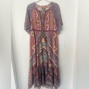 Anthropologie Kachel Travi Printed Maxi Dress S